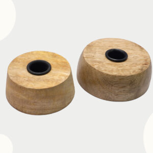 Wooden Candle Holder S/2