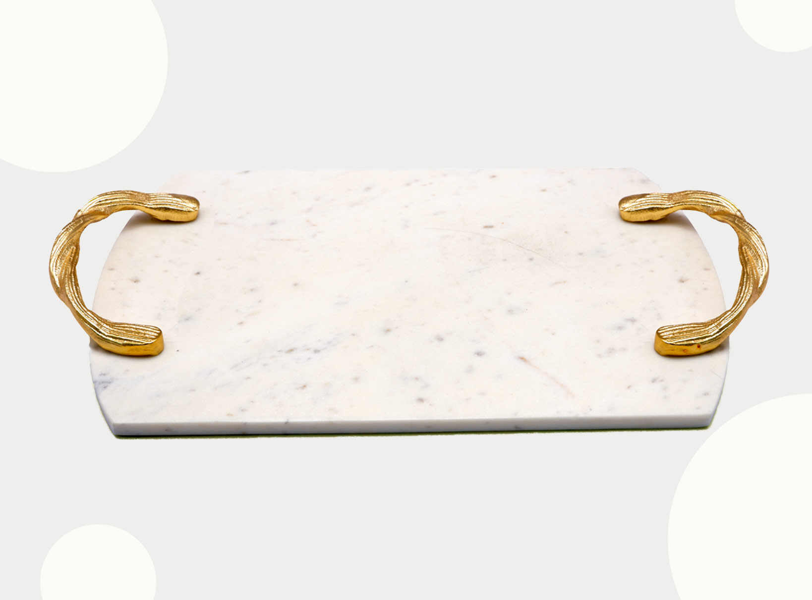 Marble Tray with Gold Handle