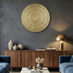 Peacock wall decor gold, Modern metal wall art, Living room wall hanging, Office wall decoration items, Etched brass peacock plate, Indian traditional wall art, Luxury housewarming gift, Bedroom wall accents, Antique Handicrafts décor, Festive gift items for home