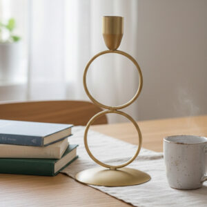 Gold Taper Candle Holder, Minimalist Geometric Candle Stand, Modern Metal Candelabra, Aesthetic Desk Decor, Luxury Housewarming Gift, Nordic Style Home Accessories, Wedding Table Centerpiece, Tall Gold Candle Pedestal, Contemporary Office Decor, Festive Candle Decoration.