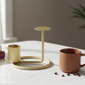 Minimalist Candle Holder, Champagne Gold Home Décor, Metal Tea Light Stand, Laser Cut Candle Base, Modern Office Desk Accessories, Festive Gifting Ideas, Contemporary Living Room Décor, Luxury Candle Stand Set, Taper Candle Holder Gold, Housewarming Gift Items