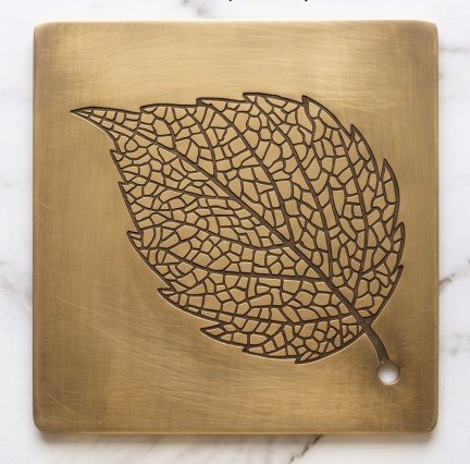 Antique Brass Leaf Coaster Set of 4 — detail view 1