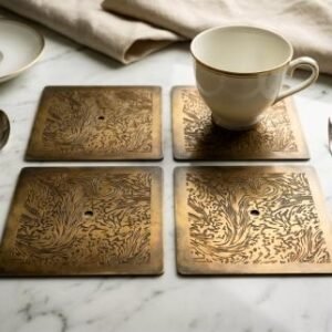 Antique Brass Maze Coaster Set of 4 — main view