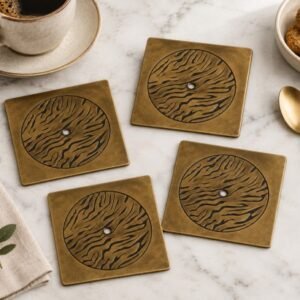 Brass Black Wave Coaster Set of 4 — main view