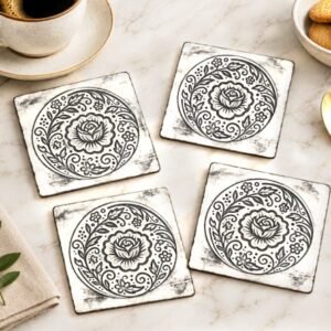 Antique White Floral Coaster Set of 4 — main view
