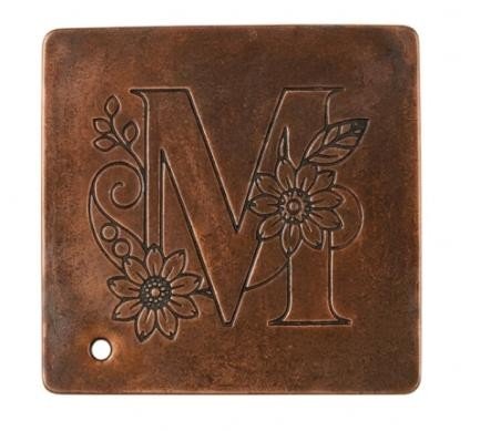 Copper Floral M Monogram Coaster Set of 4 — detail view 1