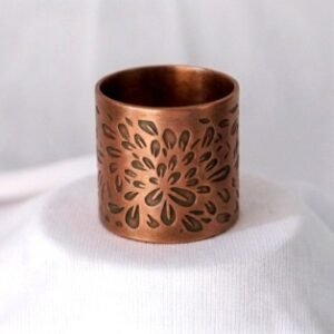 Antique Copper Daisy Napkin Ring — product view