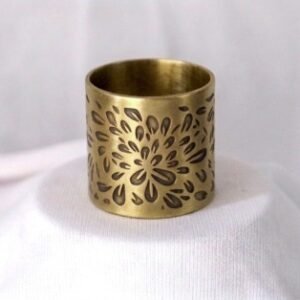 Brass Daisy Napkin Ring with Black Inlay — product view