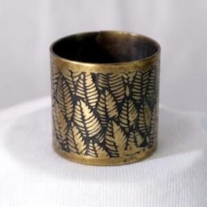 Brass Fern Napkin Ring with Black Inlay — product view