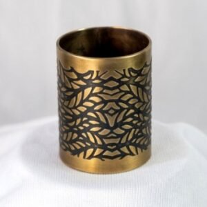 Brass Leaf Napkin Ring with Black Inlay — product view