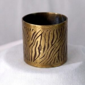 Brass Wave Napkin Ring with Brown Inlay — product view
