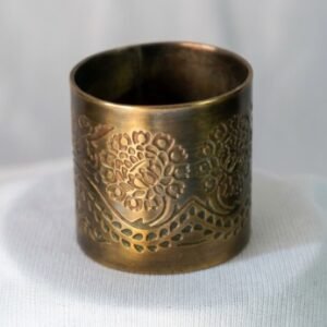 Brass Floral Napkin Ring with Lustre Finish — product view