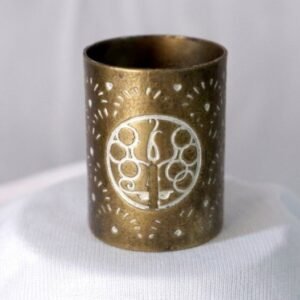 Brass Monogram Napkin Ring with White Inlay — product view