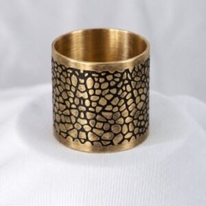 Brass Leaf Vein Napkin Ring with Black Inlay — product view