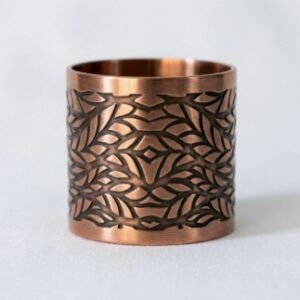 Copper Leaf Napkin Ring with Black Inlay — product view