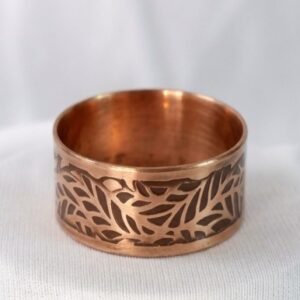 Slim Copper Leaf Napkin Ring with Brown Inlay — product view