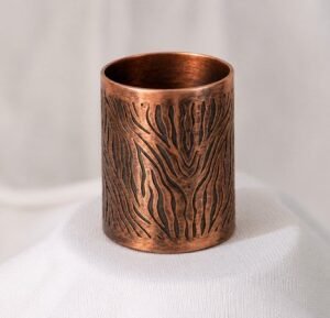 Copper Bark Napkin Ring with Black Inlay — product view