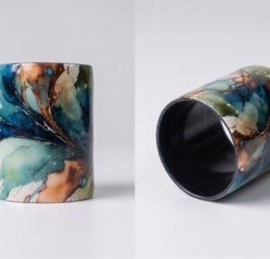 Teal Abstract Enamel Napkin Ring — product view