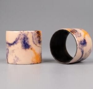 Peach Abstract Enamel Napkin Ring — product view