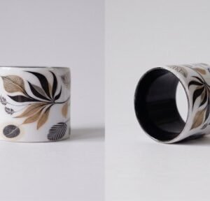 Neutral Leaf Enamel Napkin Ring — product view