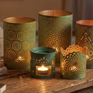 Turquoise Patina Votive Set of 5 — main view