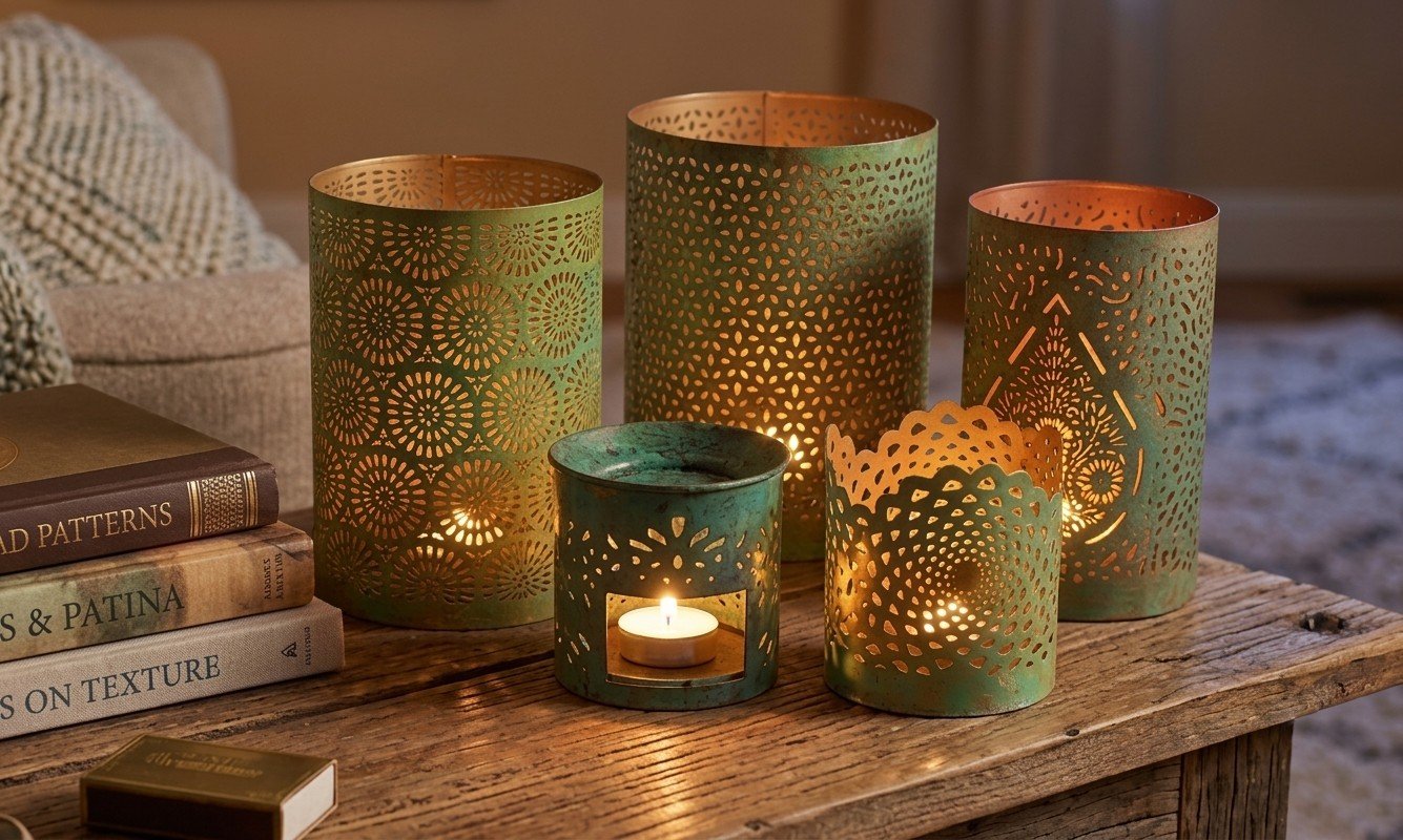 Turquoise Patina Votive Set of 5 — main view