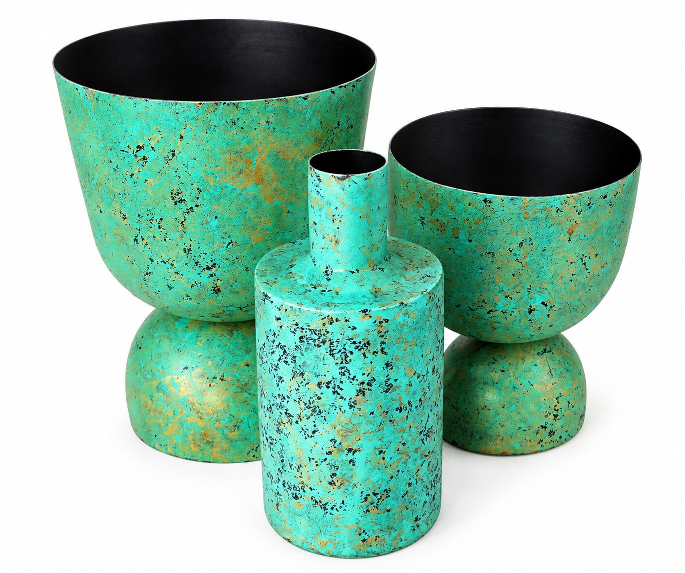 Turquoise Patina Planter and Vase Set — detail view 1