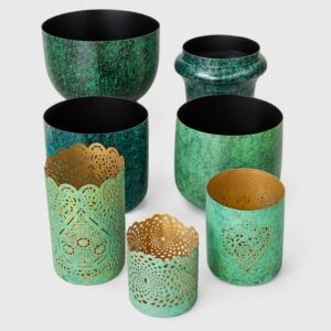 Turquoise Patina Planter and Votive Collection — main view