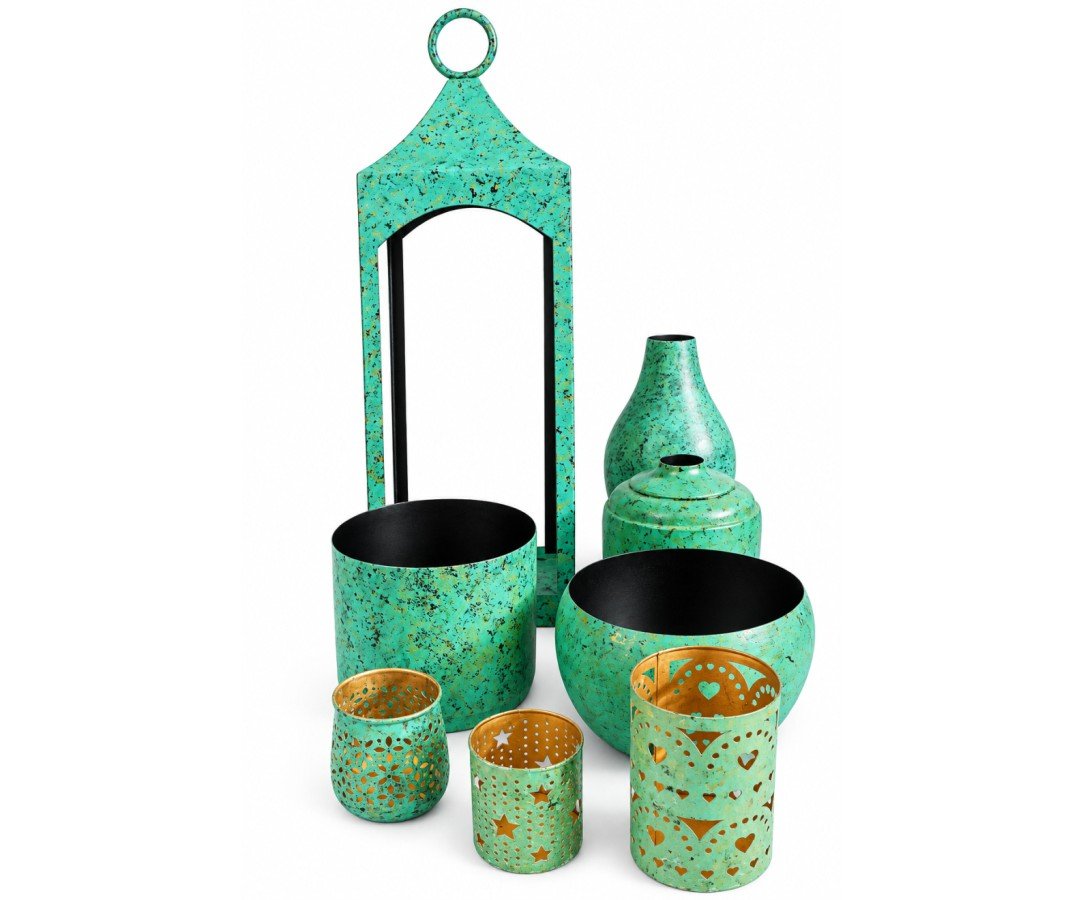 Turquoise Patina Home Décor Set of 8 — detail view 1