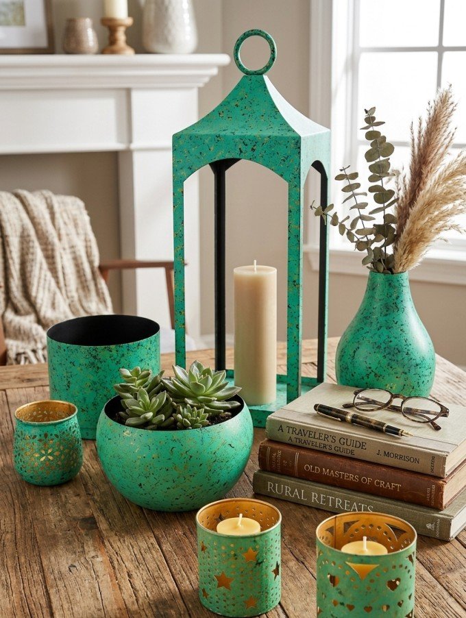 Turquoise Patina Home Décor Set of 8 — main view