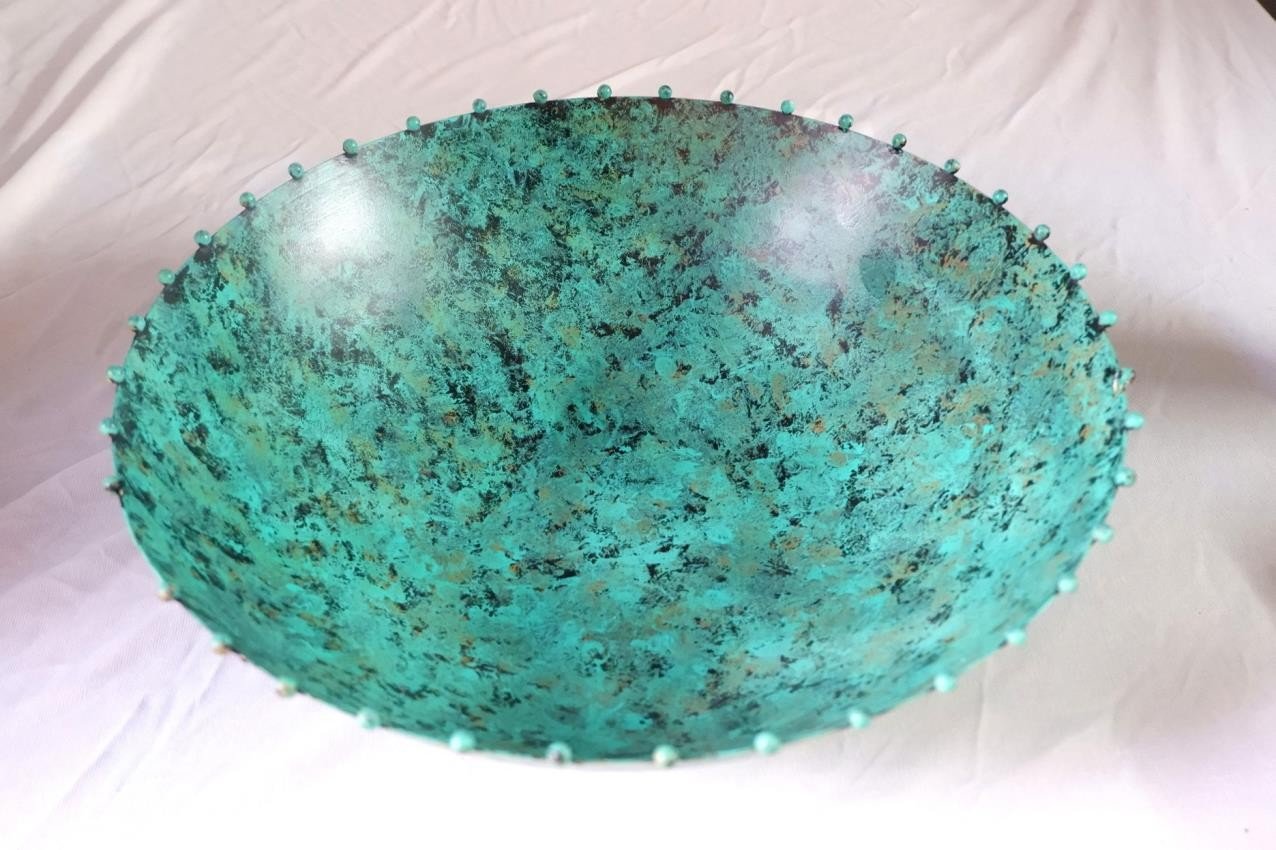 Turquoise Patina Bowl and Vase Décor Set of 8 — detail view 3