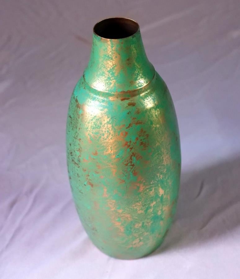 Turquoise Patina Bowl and Vase Décor Set of 8 — detail view 9