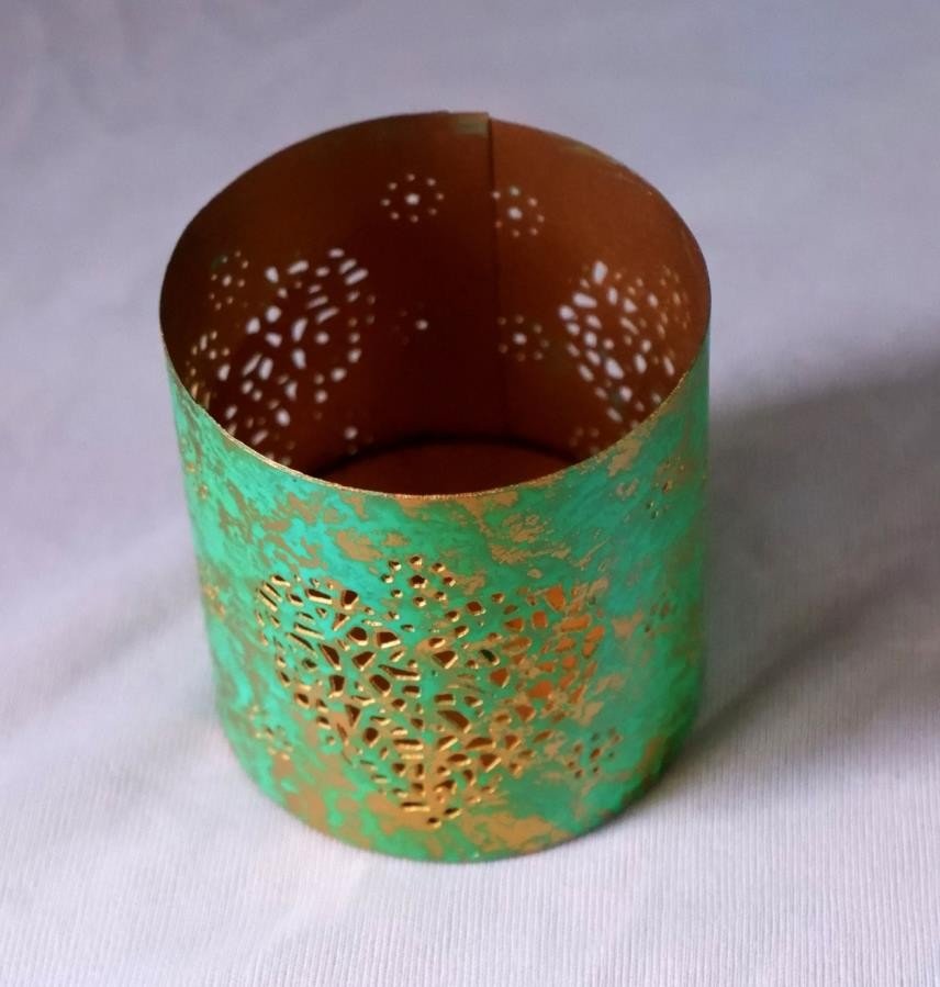 Turquoise Patina Bowl and Vase Décor Set of 8 — detail view 11