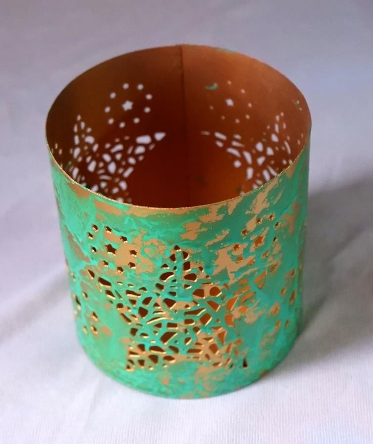 Turquoise Patina Bowl and Vase Décor Set of 8 — detail view 12